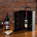 Wine gift baskets - Mamahaling gift box (set) na may wine eco leather packaging para sa 2 bote + accessories