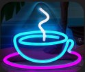 Coffe (Cupán caife) - Comhartha solais neon LED soilsithe ar crochadh ar an mballa