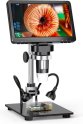 Microscopio digital zoom 1200x con luces LED regulables + soporte + pantalla 7"