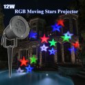 Stjernelysprojektor RGB - Utendørs juleprojektor - LED-lys - Fargerike bevegelige stjerner 12W (IP65)
