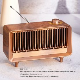 Винтажное радио - деревянное ретро-радио с Bluetooth + FM/AM-радио/AUX/USB-диск/Micro SD
