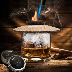 Whisky Smoker Kit + Set för rökning med lock + påfyllningsbar brännare + 4 smaker träflis
