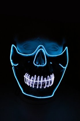 LED blinkende Rave Maske im Gesicht - Skull