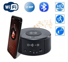 Bluetooth-højttaler skjult kamera med WiFi FULL HD + IR nattesyn + trådløs oplader