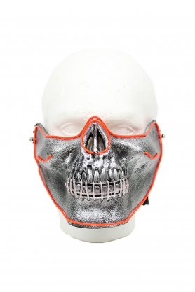 Face mask shining Skull LED - red