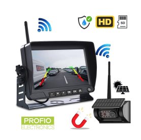 Caméra de recul solaire Wifi HD 720P Magnétique avec 7 LED IR SET + moniteur 7"