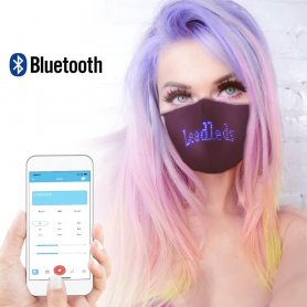 Maschera facciale intelligente con display a LED 150x33mm controllo tramite Bluetooth mobile (Android / iOS)