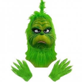 Grinch mask and gloves - the grinch realistic face mask (latex / silicone) for christmas