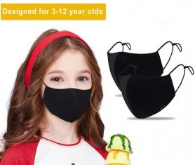 Skyddsmask för barn svart resår med justerbara öronband