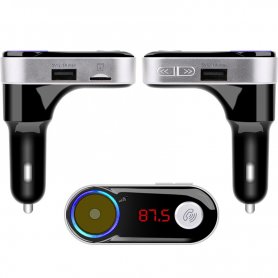 Transmisor FM multifunción con manos libres Bluetooth + cargador USB 2x + ranura para tarjeta Micro SD 1x y decodificador de MP3 / WMA