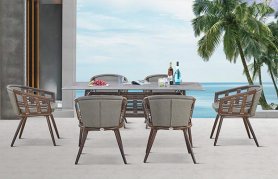 Mobili da giardino - set da pranzo moderno con sedie in rattan per 6 persone + tavolo