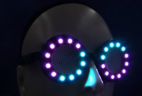 Runde LED leuchtende Cyberpunk-Brille RGB-Farbe + Fernbedienung
