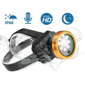 Linterna frontal impermeable con LED de alta luminosidad + cámara Full HD