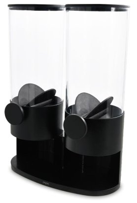 Müslispender 6L - Organizer (Halter) 2 Vorratsbehälter schwarz (Cornflakes + Müsli)