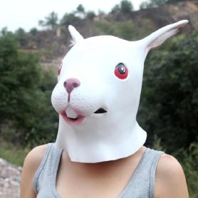 Zajíc bílý - silikonová maska na obličej a hlavu pro děti i dospělé