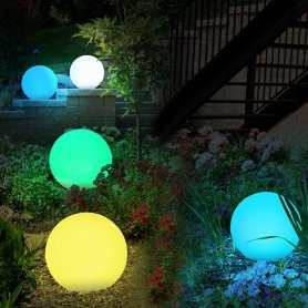 Bahçe topu LED küre lamba 20cm - 8 renk + Li-ion pil + güneş paneli + IP44 koruması