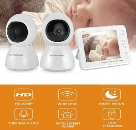 Miglior baby monitor - SET wifi telecamera tata - LCD 5 "+ 2x telecamere IP PTZ 1080p con LED IR