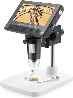 Digitale microscoop met camera en 4,3" display voor PC + LED-licht met 50-1000x vergroting