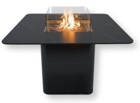 Bar table with gas fireplace from ceramic stone 118x75 cm + metal body + decorative glass