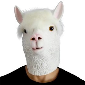 Μάσκα λάμα - Άσπρη μάσκα σιλικόνης προσώπου / κεφαλής Alpaca για παιδιά και ενήλικες