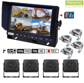 Парковочный комплект AHD с записью на SD-карту - 4 камеры AHD с 11 ИК-светодиодами + 1 гибридный 7-дюймовый монитор AHD