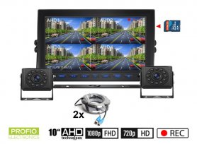 AHD kamere za vožnju unatrag sa snimanjem na SD karticu - 2x HD kamera s 11 IR LED + 1x hibridni 10 "AHD monitor