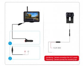 Trådlös bilkamerasats - 5" monitor + mini bakre HD-kamera (IP68-skydd)
