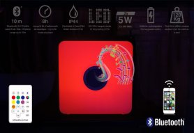 Bluetooth LED-högtalare med 7 färglägen - 10W + IP44 (30x30x30cm) - exteriör/interiör