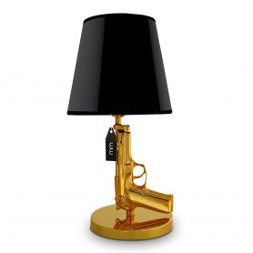 Pistolenlampe - GOLDENE Luxus-Tischlampe in Form der Pistole Berreta