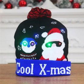 Gorro con pompón - Gorro navideño de invierno con luz LED - COOL X-MAS
