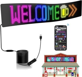 Flexibler LED-Bildschirm, scrollbar - LED-Anzeigetafel für Smartphone (Bluetooth) - 102,5 cm x 22 cm