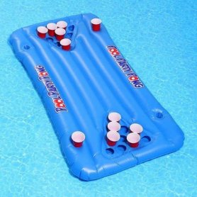 Beer pong inflatable floating for pool - 20 cup holders + 4 bottles