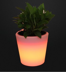 LED květináč (hrnník) svítící + možnost měnit RGB barvy + IP44 (27x27x28 cm)