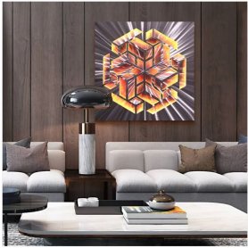Μεταλλικές εικόνες στον τοίχο - (αλουμίνιο) - LED backlit RGB 20 χρώματα - Magic cube 50x50cm