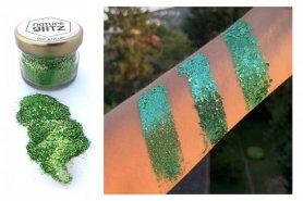 Bio Glitter kroppsdekorationer - Glittrande puder (damm) ansikte, hår, hud - 10g (grön)