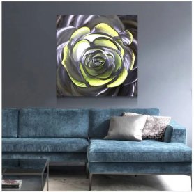 Rozświetlone obrazy ścienne Metal (aluminium) - LED RGB 20 programowalnych kolorów - Róża 50x50cm