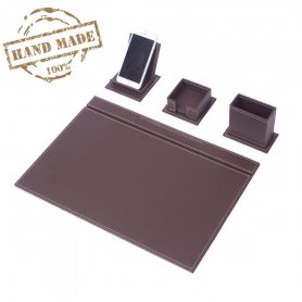 Asztali szőnyegek - Elegant office SET 4 db - Barna bőr (kézzel készített)