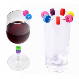 Markere pentru băuturi - Inele de silicon colorate (etichete pentru pahare) - 12 buc