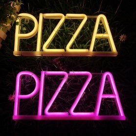 PIZZA - Bannière de logo publicitaire au néon lumineux LED sur le mur