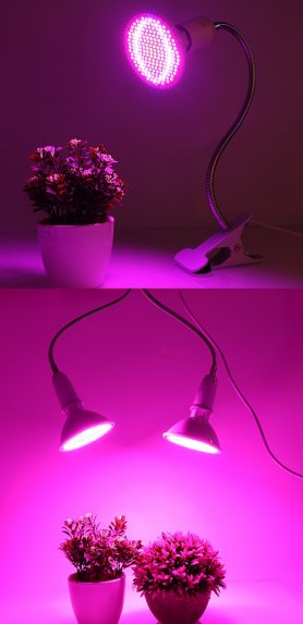 Лампа за отглеждане за стайни растения 80W (2x 40W) 2 глави гъша врата с 400x светодиоди