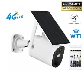 Solskydd FULL HD-kamera inbyggd 14400 mAh batteri + IR LED + Wi-Fi + 4GSIM