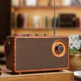 AM FM-radio - retro vintagestil gjord av trä med Bluetooth + AUX/USB-disk/Micro SD