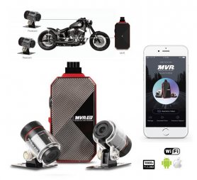 Videocamera per moto - Dash cam per doppia moto (anteriore + posteriore) con protezione Full HD + WiFi + IP69