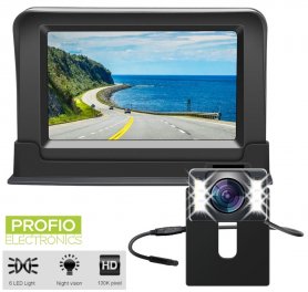 Juego de cámara de marcha atrás para automóvil: monitor de 4,3 "+ cámara trasera con 6 LED (IP68)