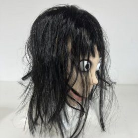 Läskig docka (tjej) Momo ansiktsmask - för barn och vuxna för Halloween eller karneval