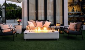 Luksuzni keramički stol + plinski kamin (propan) prijenosni vanjski - bijeli