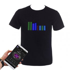 Tricou cu LED RGB color programabil Gluwy prin smartphone (iOS / Android) - Multicolor