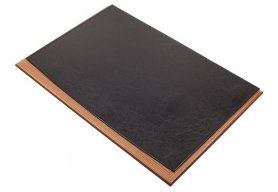 Bőr asztali alátét - luxus design fa + fekete bőr (kézzel készített)