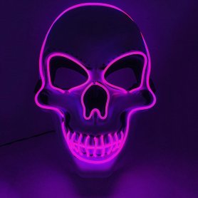 LED maska SKULL - ljubičasta
