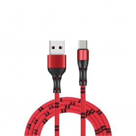 USB Type C - USB-kabel för mobiltelefon i bambudesign och 1 m längd